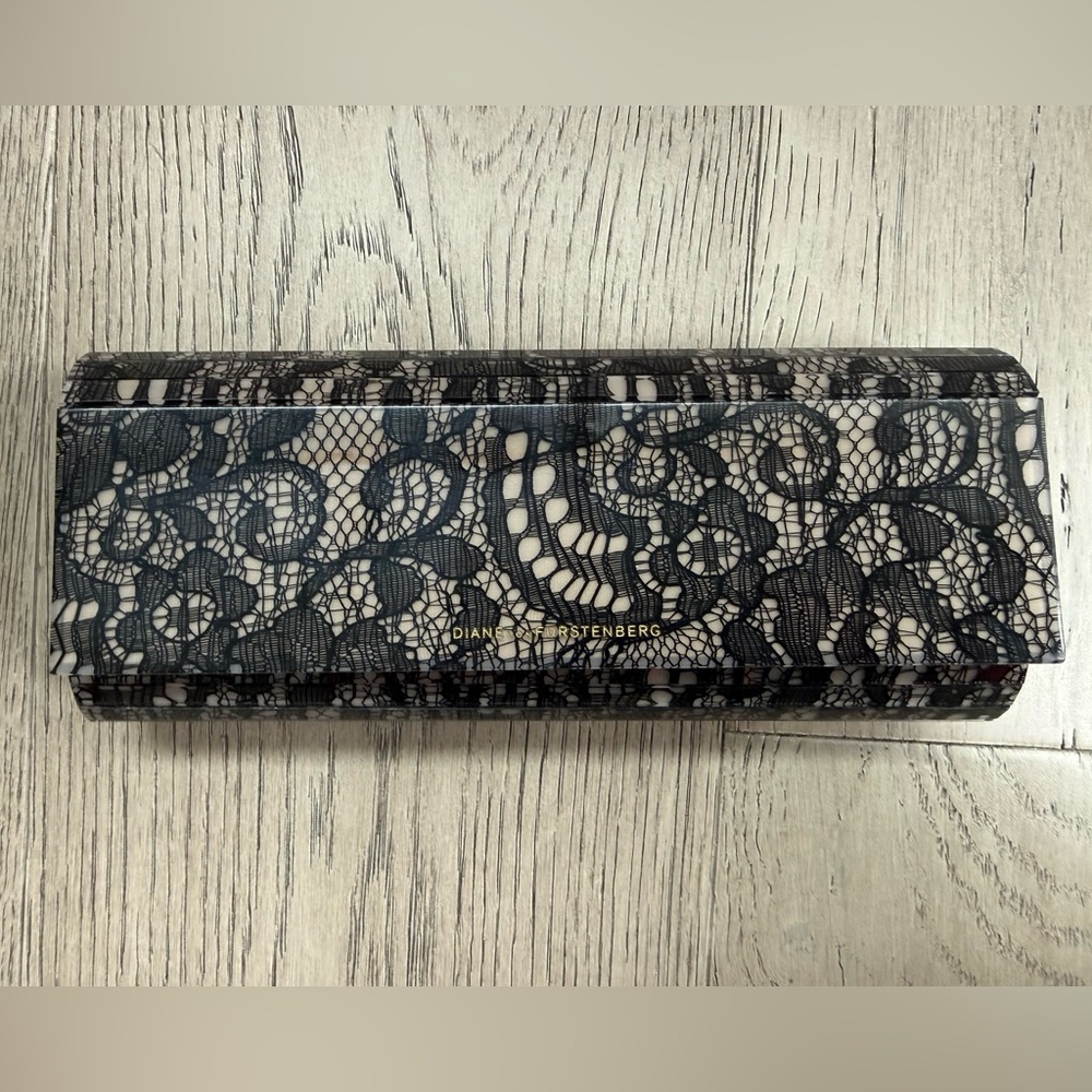 Diane Von Furstenberg Black Lace Overlay Clutch